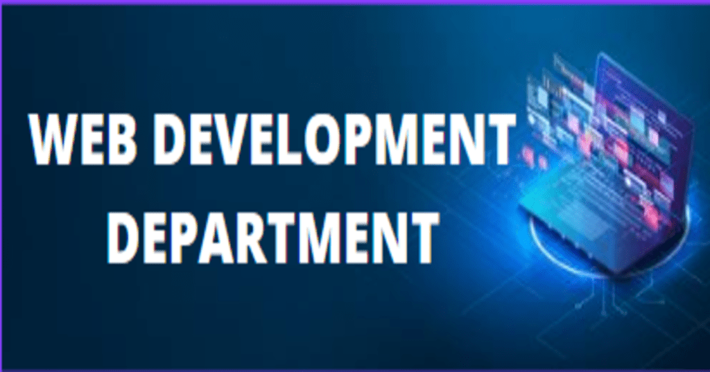 "Web Development Department" text infront of laptop